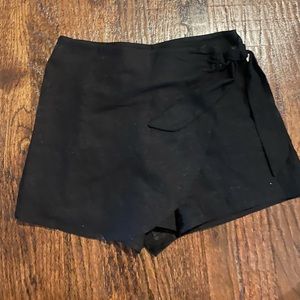 Black wrap tie skort